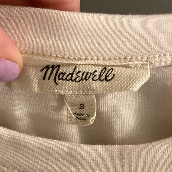 Madewell baseball cotton tee in cream/taupe - Picture 3 of 6